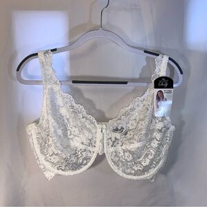 Smart & Sexy Bra White Underwire Support Lace Brassiere NWT Size 46DD